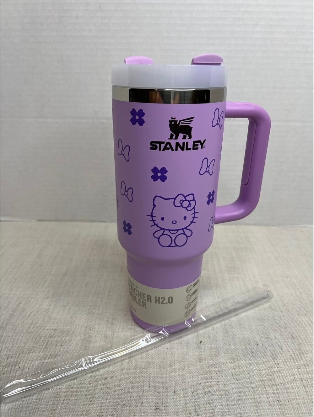 Stanley Hello Kitty Tumbler H2.0 with Straw 40 Oz Purple